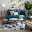 Rubino Modern Geometric Blue/Grey Easy to Clean Area Rug-1391156447