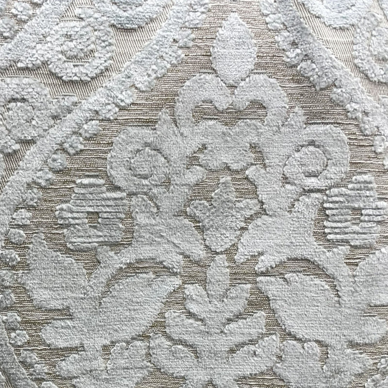 Coussin Plutus Versailles Grandeur, Carrée, H 20 po x l 20 po, Gris / damas argent