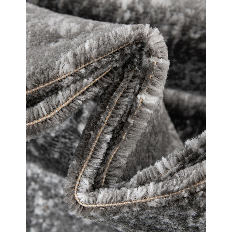 Tapis à motifs floraux Brandt, Non, Dark Grey, Rond 4 pi 1 po