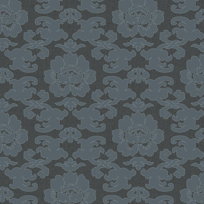 Silky Poppy - papier peint ombre azurite