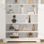 Armoire de rangement pour chaussures de ferme 32 po avec portes de grange, rangement pour hall d'entrée en bois avec tablette ouverte à 2 niveaux et tablettes réglables-1507935132