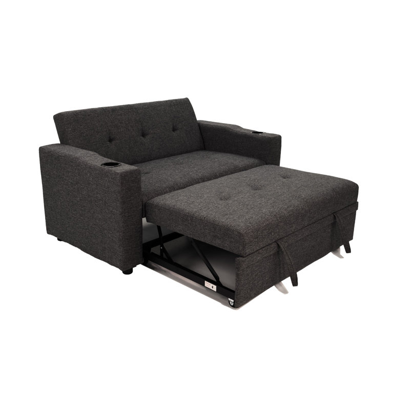 Canapé Yefry, H 33 po x l 59 po x P 34 po, Mélange de lin gris anthracite
