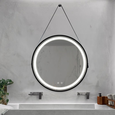 Bathroom Led Classy Vanity Mirror With Focused Backplane,Black Aluminum Alloy Frame,High Lumen,Dimmable Touch,Wall Switch Control, Anti-Fog ,CRI 95 Adjustable 3000K-4500K-6000K ,IP54 Waterproof