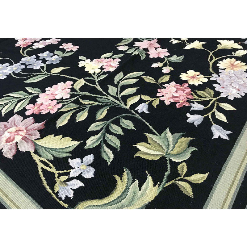 Hand-Knotted High-Quality Black Area Rug