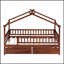 Lit en bois pour la maison avec deux tiroirs, structure en bois de pin durable et toit suspendu pour chambre d'enfant-202568673