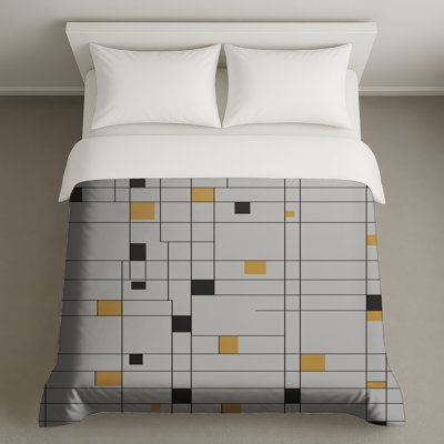 Housses de couette blanches, noires et jaunes