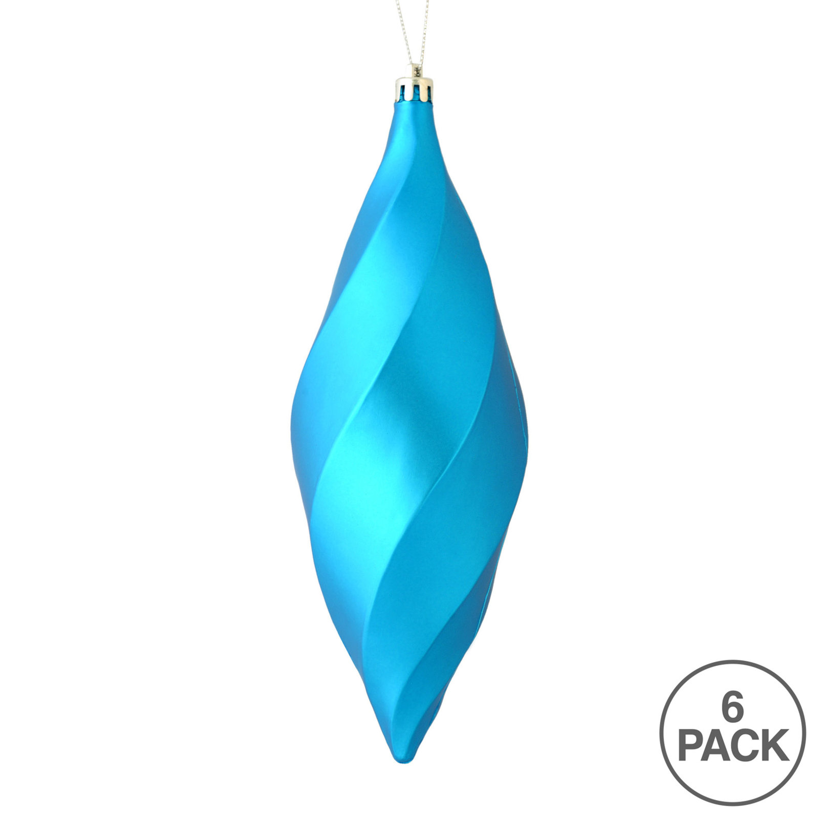 8" Swirl Finial Ornament, Matte Turquoise
