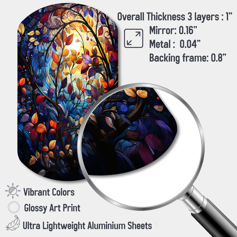 Multicolore Vibrant Vines III - Botanicals, impression murale asymétrique, décoration murale moderne en métal Freeform