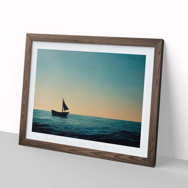 Solo Sailing Boat Vol.3 - Framed Print, 46cm H x 64cm W x 2cm D, Walnut