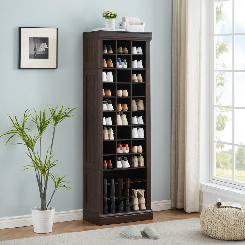 Armoire à chaussures, armoire de rangement à 10 niveaux avec 27 casiers et grandes bottes