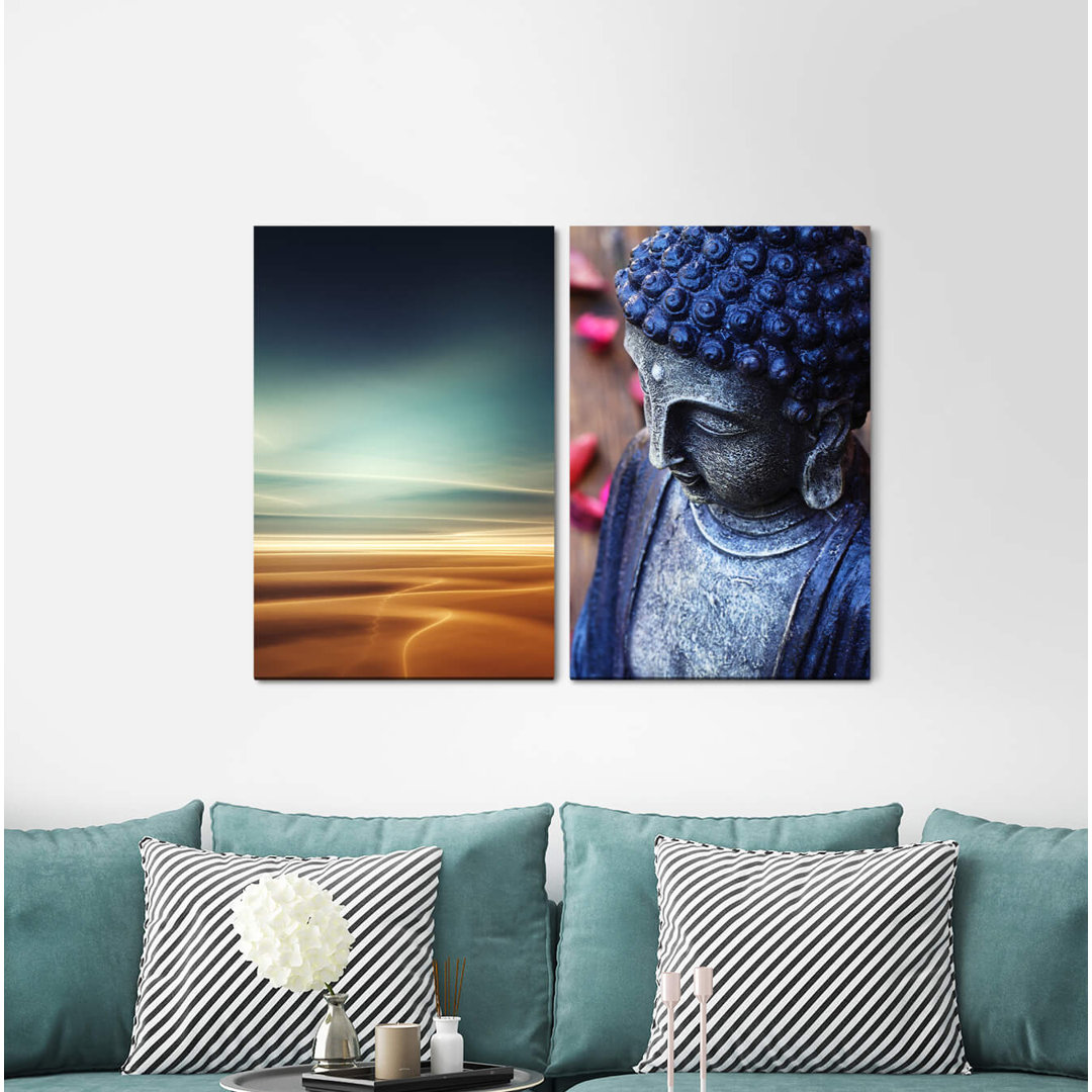 2-tlg. Leinwandbilder-Set - Fotografie „Desert Sahara Buddha Meditation Power Spirit Soul”