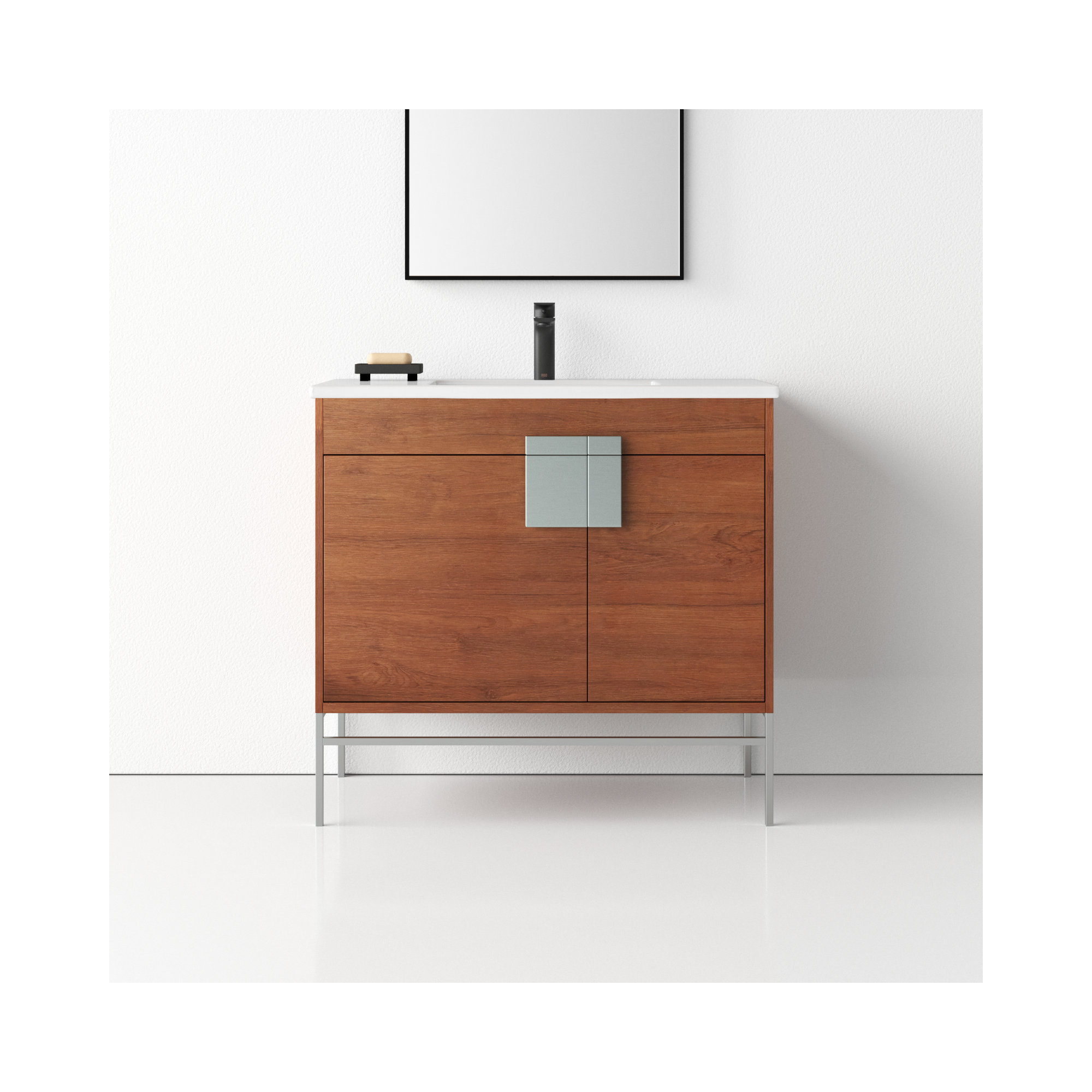 Maisie 36'' Single Bathroom Vanity, Walnut, Polished Chrome