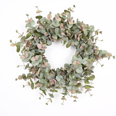 24" Artificial Farmhouse Spring Fall Blossoms Cluster Greenery Eucalyptus Front Door Wreath
