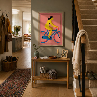 Cyclist in Motion Modern - Framed Print