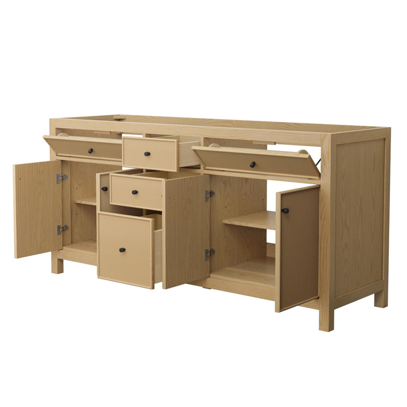 Pendry 71.25" Freestanding Double Bathroom Vanity Base Only, Matte Black
