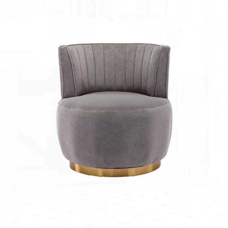Accent Swivel Armchair Barrel Chair, Gray Velvet