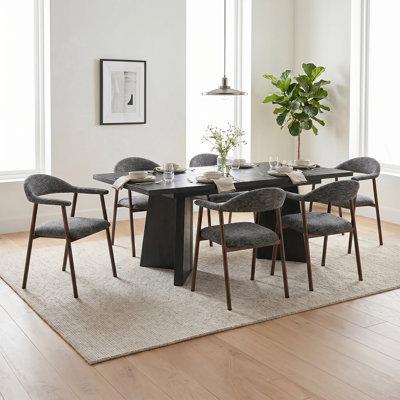 Alward Dining Table Sets: Rectangular Extendable Dining Table & Upholstered Arm Dining Chairs