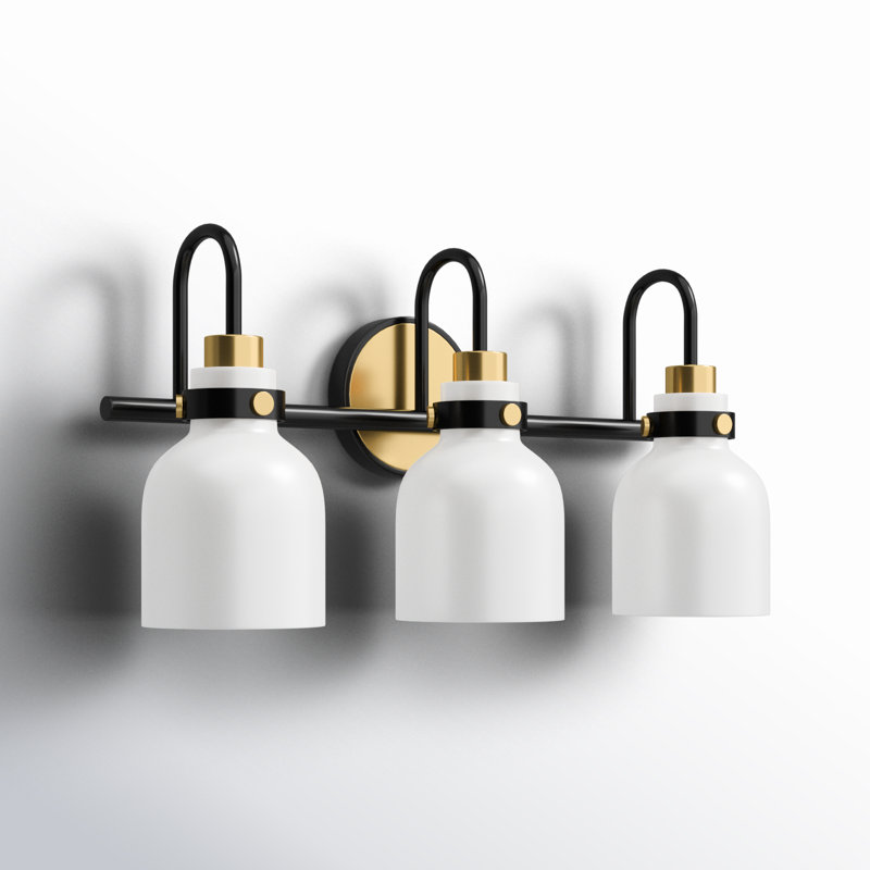 Arold 3 Light Colorful Dimmable Vanity Light, Satin Brass