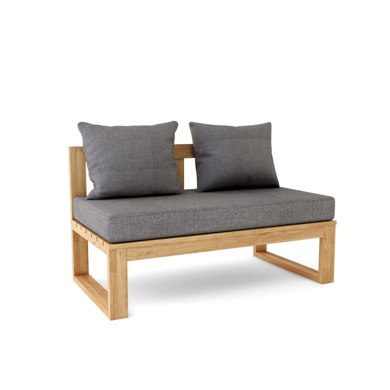 Circular Modular Outdoor 6 - Piece Teak Conversation Set, Cast Slate