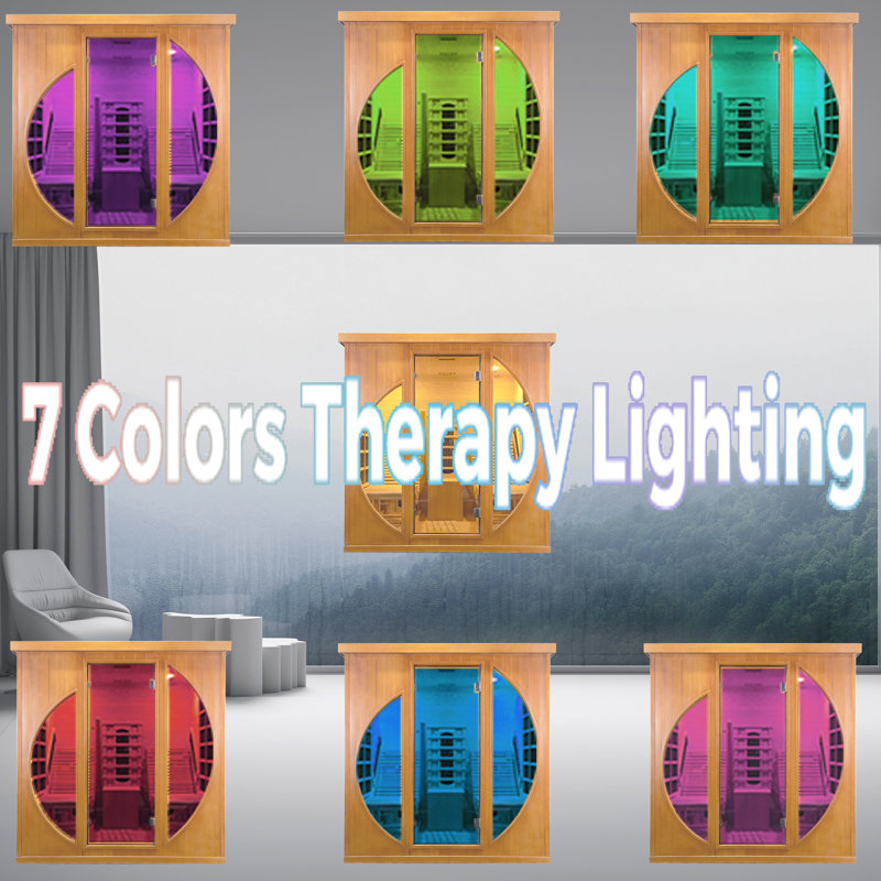 DUTHSS 2 Person Infrared Sauna for Home with Recliner,3400W Indoor Dry Canadian Hemlock sauna Room with 10 Heating Panels, Oxygen Bar,Panoramic Tempered Glass