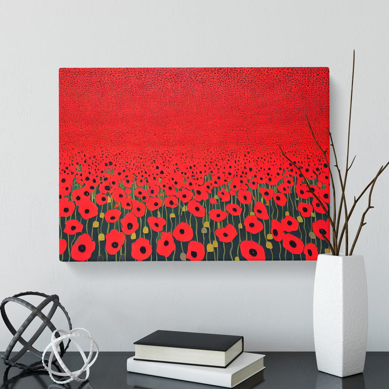 Masterful Poppies Flowers - Wrapped Canvas, 35cm H x 50cm W x 3cm D