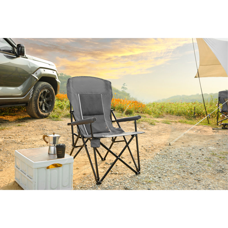 Fauteuil de jardin robuste à haut dossier 250LBS, chaise pliante portative avec porte-gobelet
