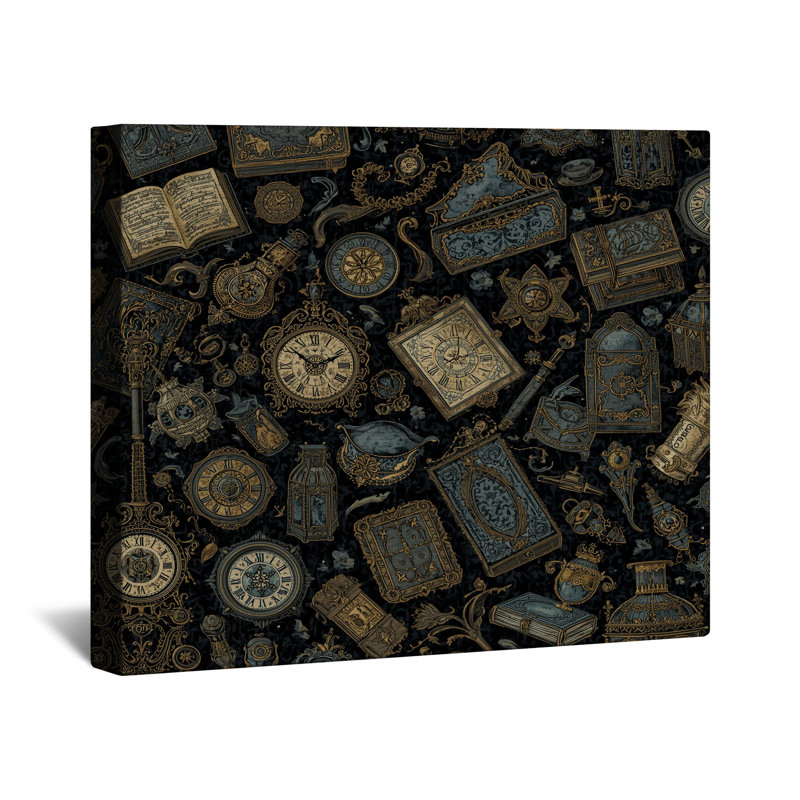 Toile tendue avec horloges et livres rétro dans de nombreuses tailles, 12 x 12 pouces