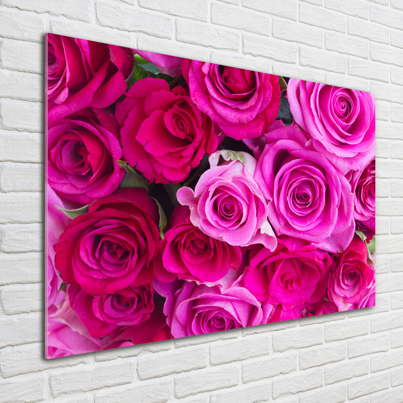 A Bouquet Of Pink Roses - No Frame Print on Glass