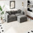 Modern Chenille Loveseat Sofa Couch With Ottoman-506217869-506217865