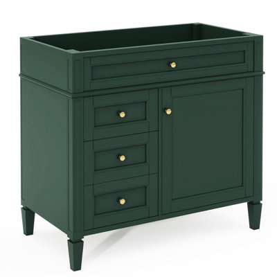 Meuble-lavabo 36 po, bois massif moderne + armoire avec 2 tiroirs et tiroir rabattable, meuble-lavabo pratique et sophistiqué, fabrication de qualité