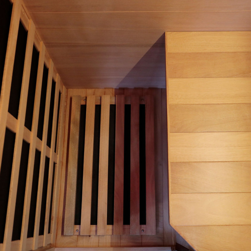 Sauna à infrarouge lointain pour une personne avec porte vitrée, audio Bluetooth, banc et température réglable