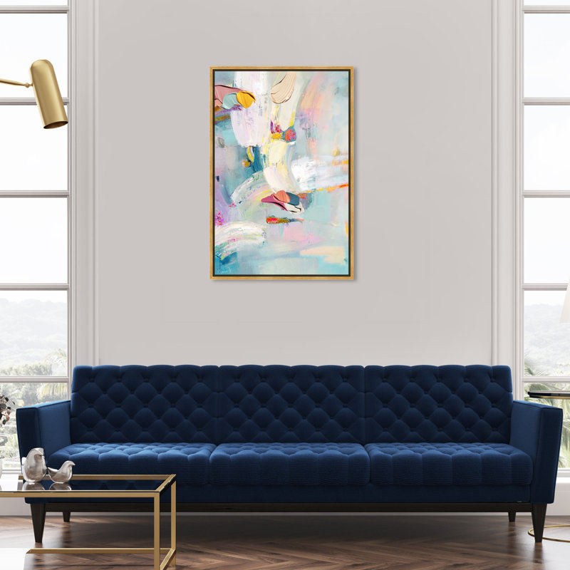 Sunny Chicago - peinture sur toile, Toile avec cadre or, H 36 po x l 24 po