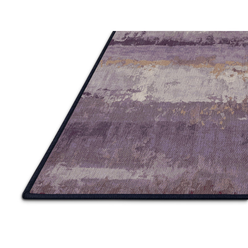 Machine Washable Purple Area Rug, Round 5'