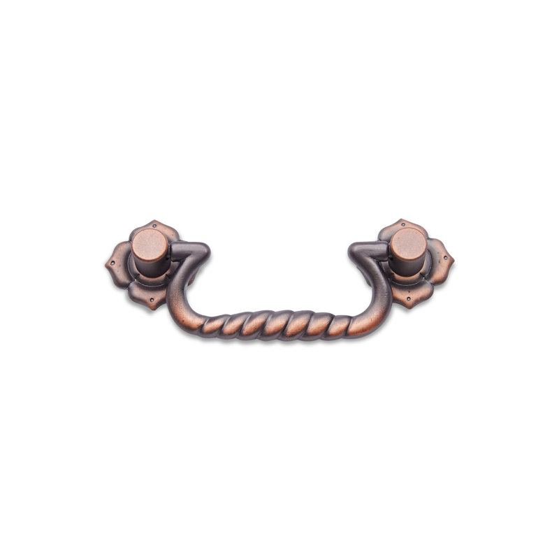 Rope 3" Drop Handle Pull with Clover Ends CP Series, Distressed Copper