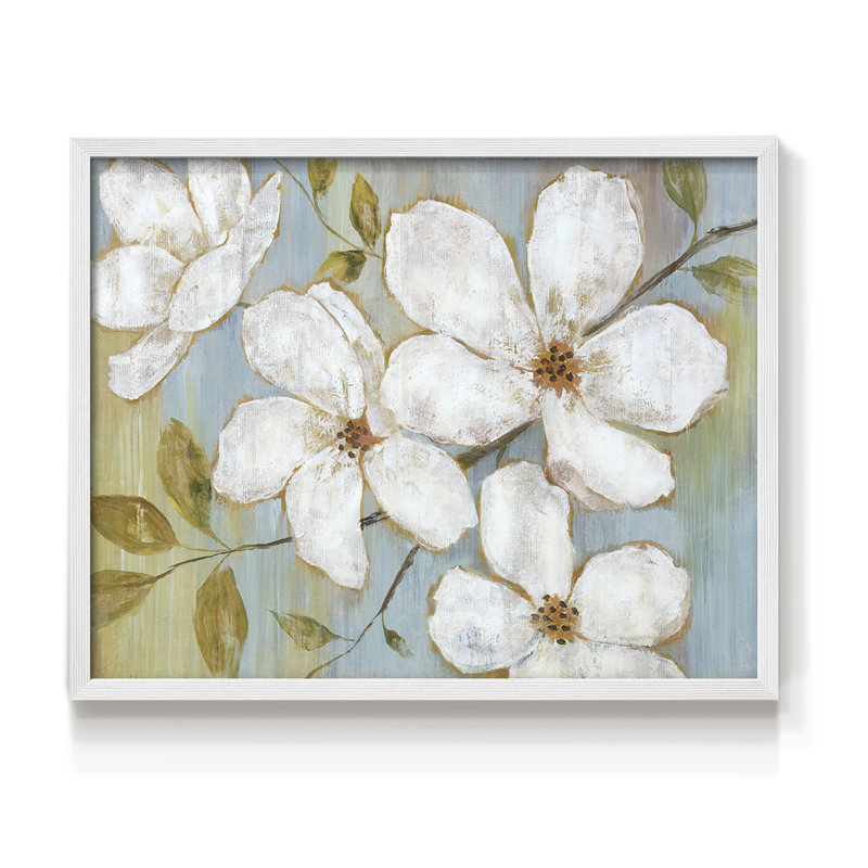 White Blossoms -Framed Print - Restickable, 11" H x 14" W, White