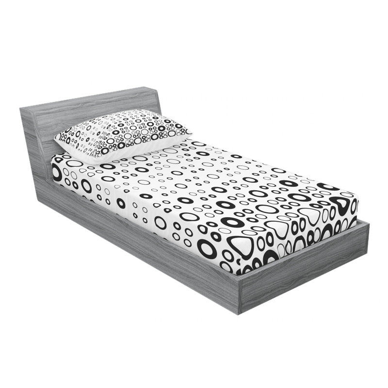 Microfiber Geometric Sheet Set, Twin Sheet Set with Fitted Sheet