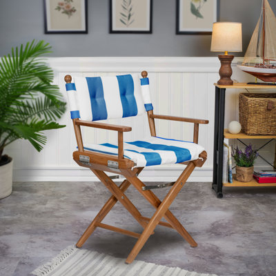 Newport Premium Teak Director's Chair with Striped Cushions