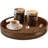 Round Wooden Decorative Tray With Handles, Vintage Serving Tray For Coffee Table, Kitchen, And Home Decor