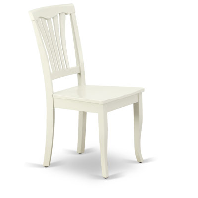 Avon Dining Chairs - Slat Back Solid Wood Seat Chairs, Set of 2, Linen White