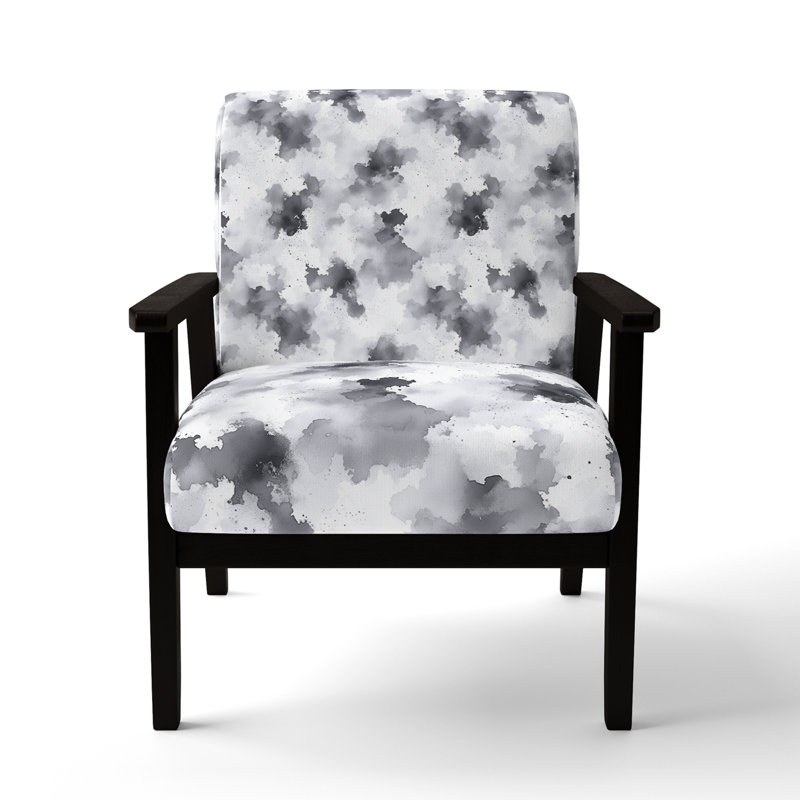 Fauteuil décoratif abstrait - Fauteuil noir à formes d'encre discrète, Accoudoirs carrés noirs