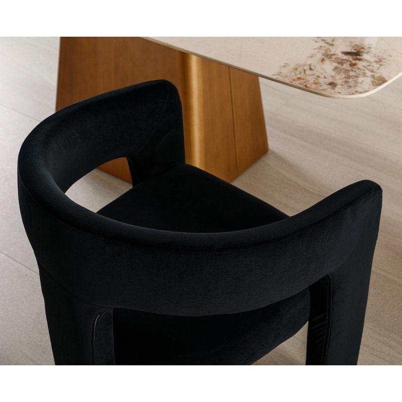 Chaise avec accoudoirs en fer Dalpat, Velours noir