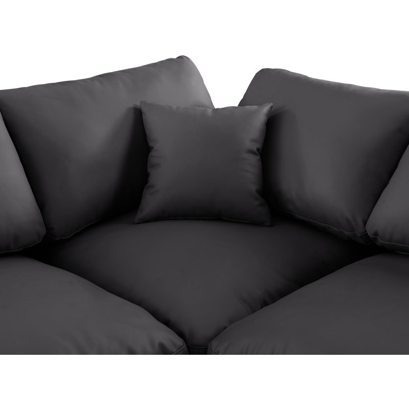 Canapé modulaire en similicuir 160 po, Cuir végétalien noir