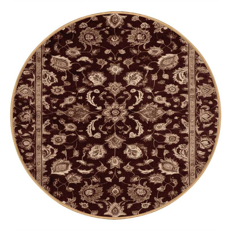 Tapis brun turc lavable à la machine, Rond 7 pi