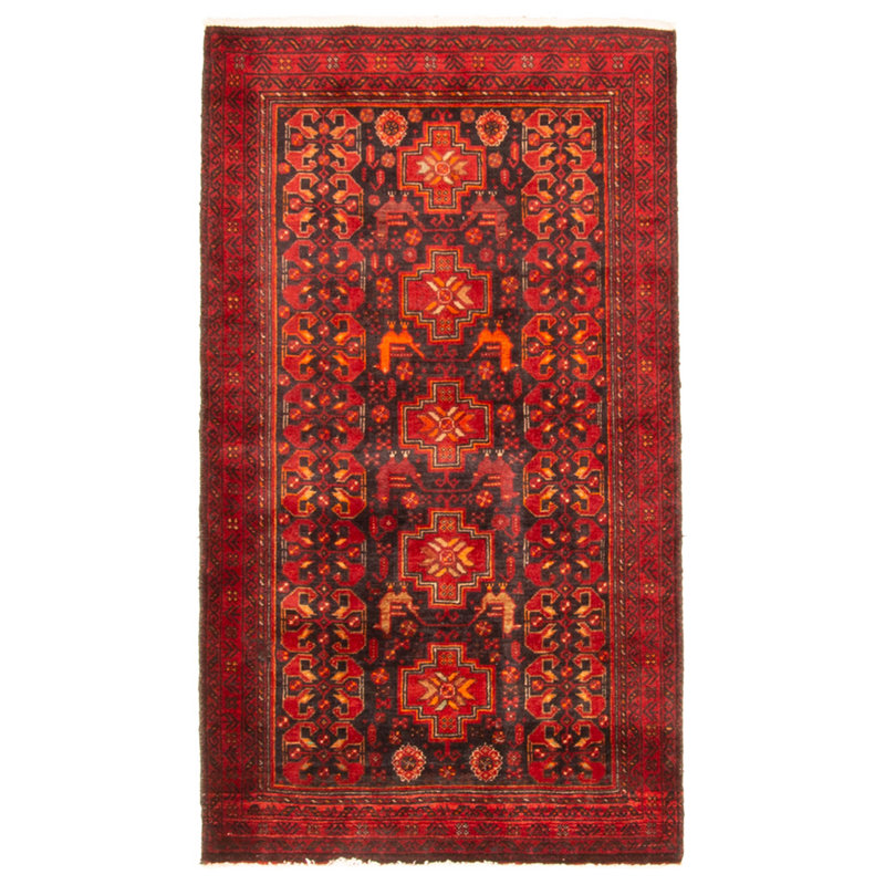 Tapis noir Teimani 2 pi 8 po x 4 pi 11 po