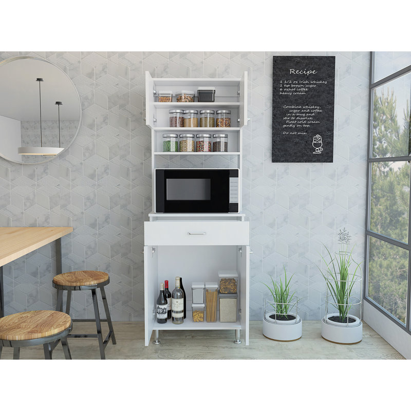 Della 60 Kitchen Pantry With Countertop, Closed & Open Storage