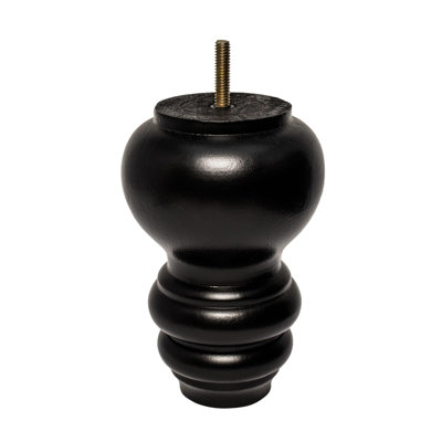 6 in x 4 in Solid Hardwood Round Bun Foot - 1 Piece