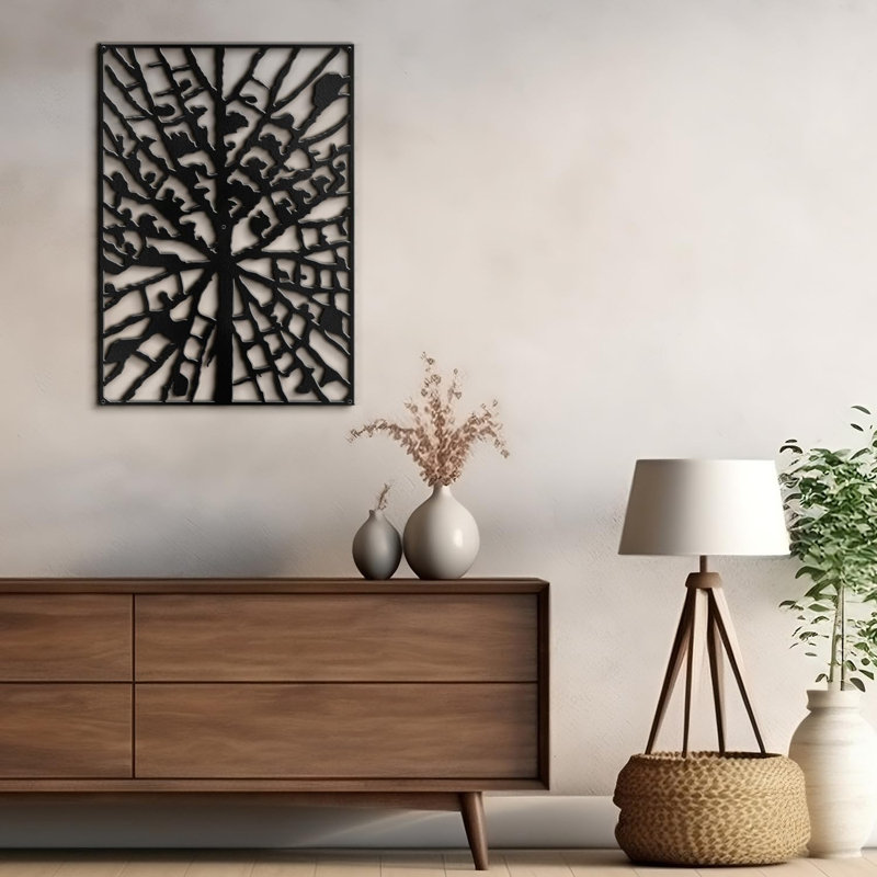 Décoration murale en métal moderne abstrait silhouette abstraite, Noir, H 30 po x l 21,13 po x P 0,05 po