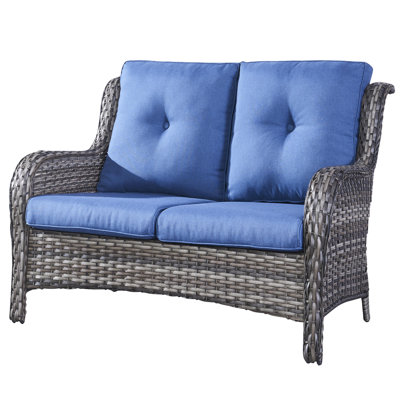 Tonry 53'' Wide Rectangle Wicker Patio Sofa with Cushions