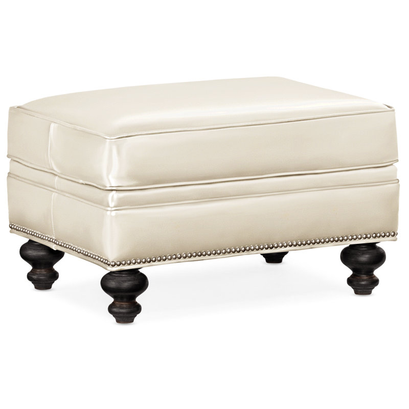 Repose-pieds rectangulaire en cuir véritable 26 "West, Cuir véritable minéral Rio, Plantation, Nickel