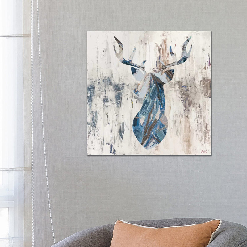 «Blue Rhizome Deer Bust», giclée sur toile tendue avec châssis, H 26 po x l 26 po